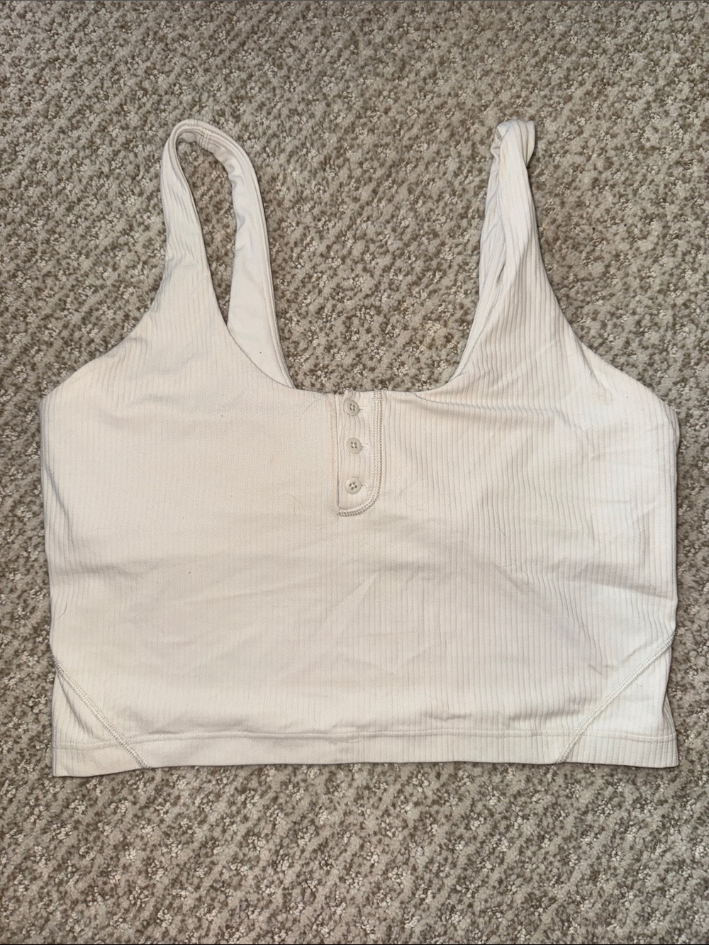 Lululemon Cream Ribbed Scoop Neck Tank Top with Buttons